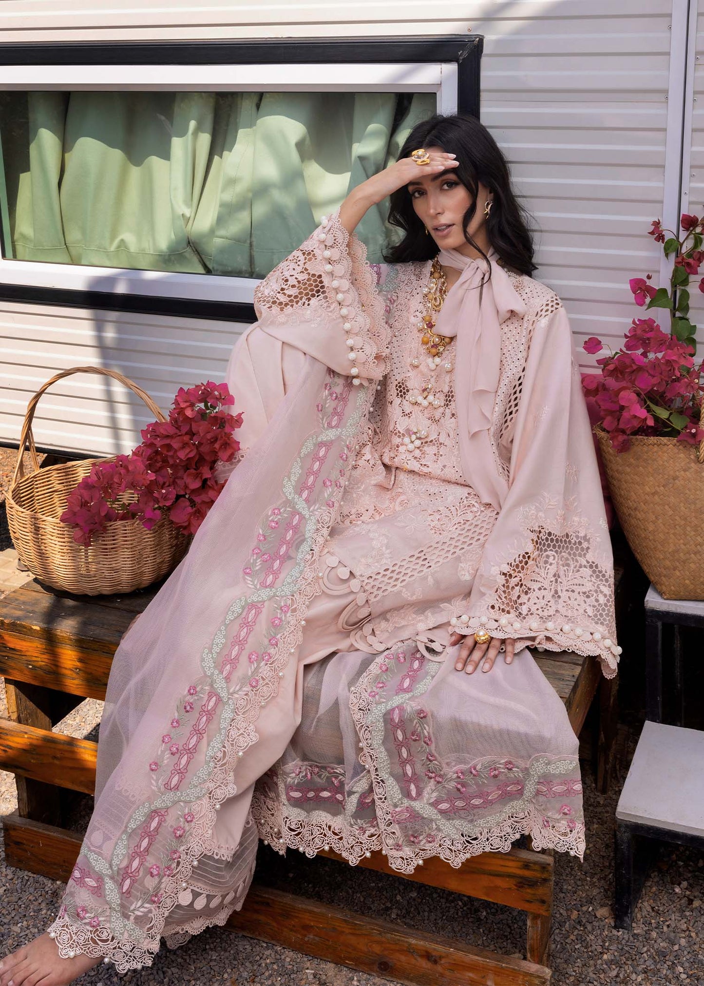 Saira Shakira Luxury Lawn Unstitched 3Pc Suit LEYLA-A Ayla's Atelier