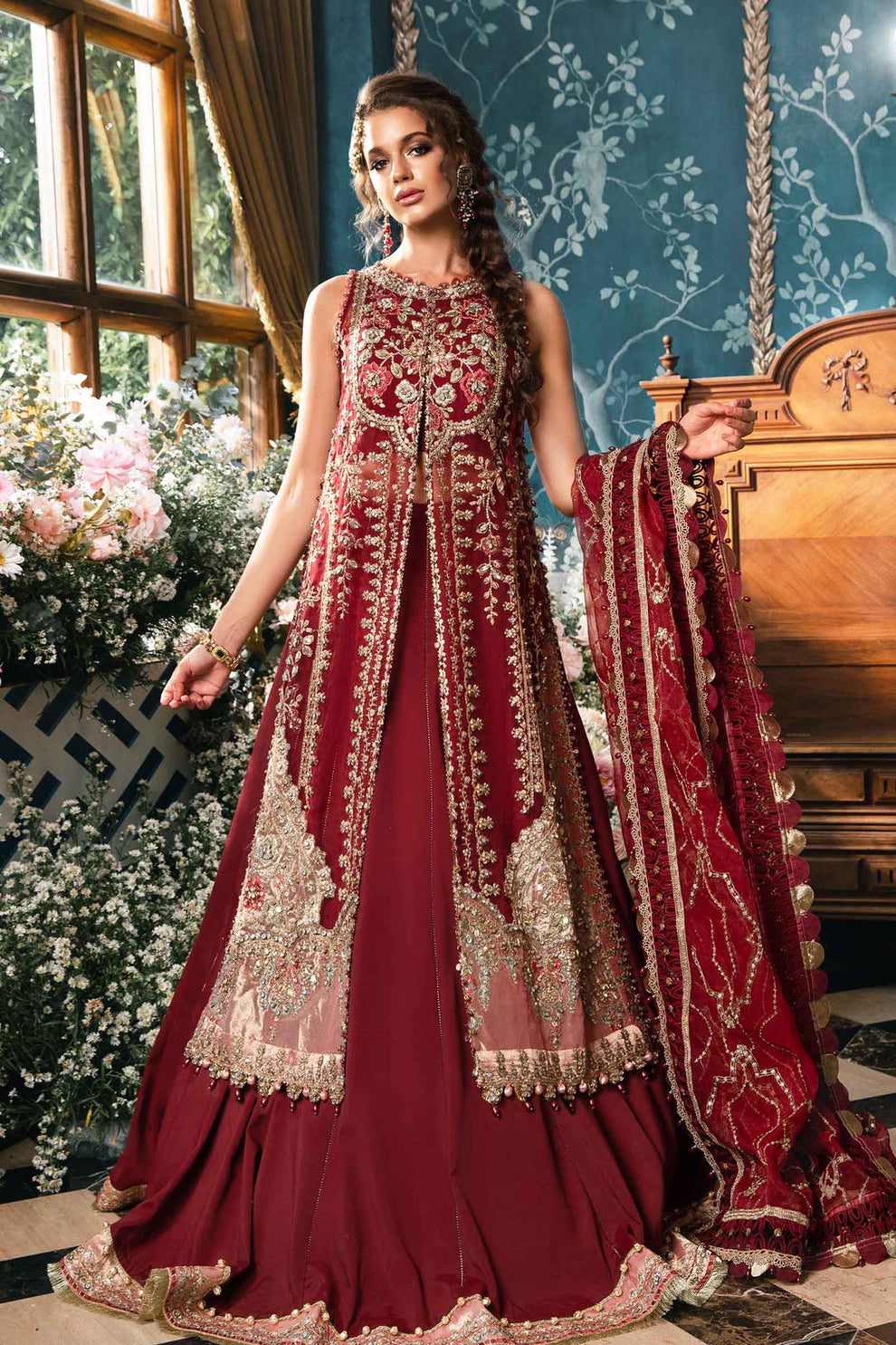 Maria.B Mbroidered BD-2807-MAROON My Store