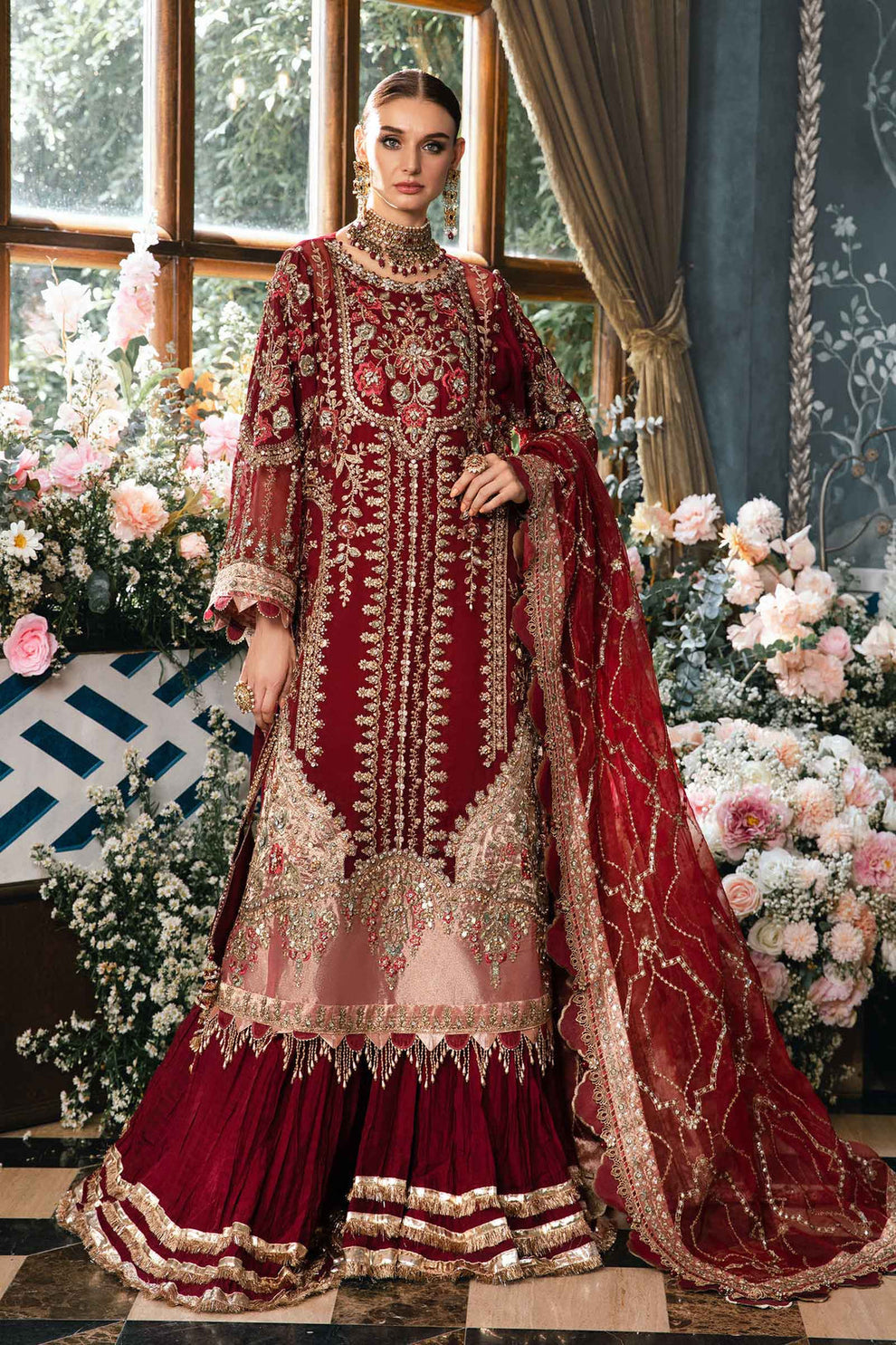 Maria.B Mbroidered BD-2807-MAROON My Store