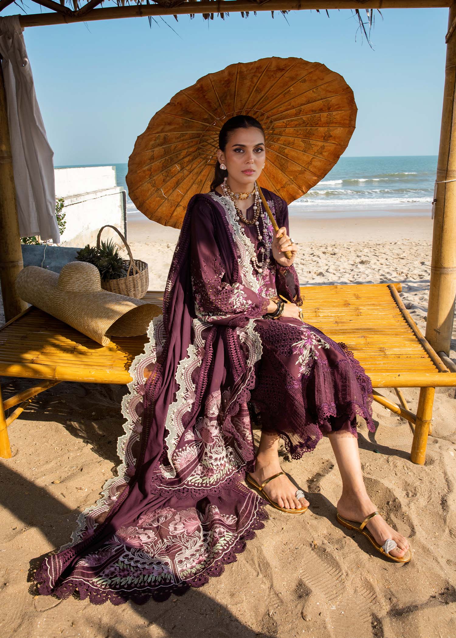 Saira Shakira Embroidered Luxury Lawn Unstitched 3Pc Suit DAHLIA-B Ayla's Atelier