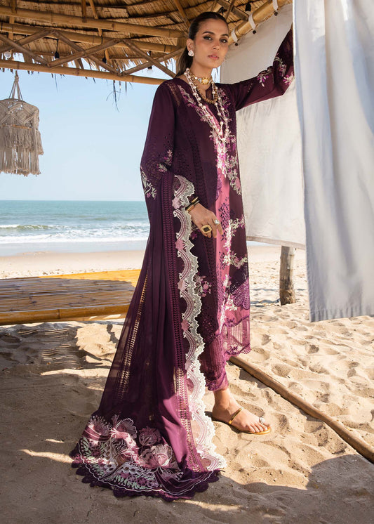 Saira Shakira Embroidered Luxury Lawn Unstitched 3Pc Suit DAHLIA-B Ayla's Atelier
