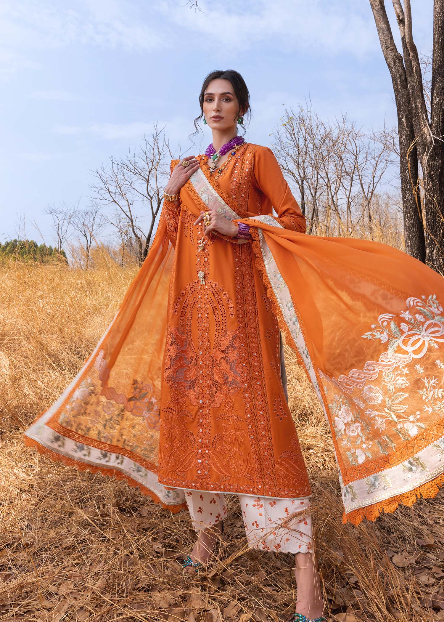 Saira Shakira Luxury Lawn Unstitched 3Pc Suit SHAMS-B Ayla's Atelier