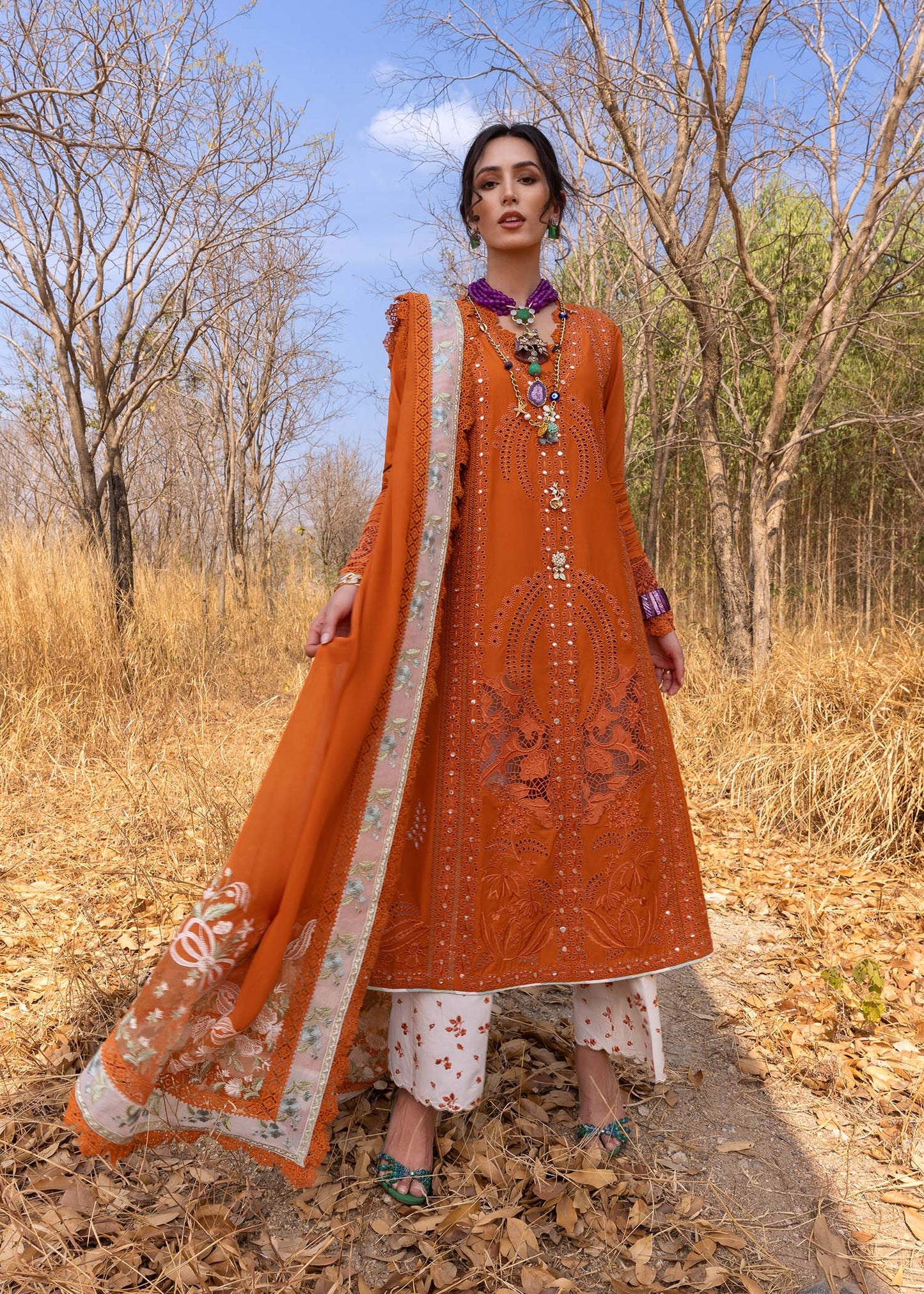 Saira Shakira Luxury Lawn Unstitched 3Pc Suit SHAMS-B Ayla's Atelier
